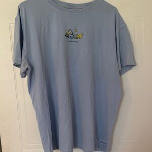 Light Blue Life Is GoodbGraphic Crewneck T-Shirt - Garden Party